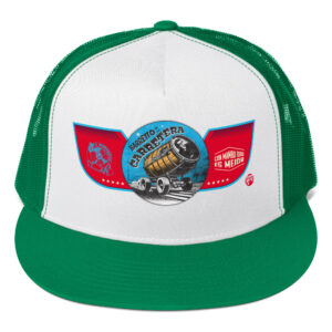 Gorra DTF tipo trucker - Snapback 5 paneles - Colores verde, blanco y verde - Indestructible - Vista frontal